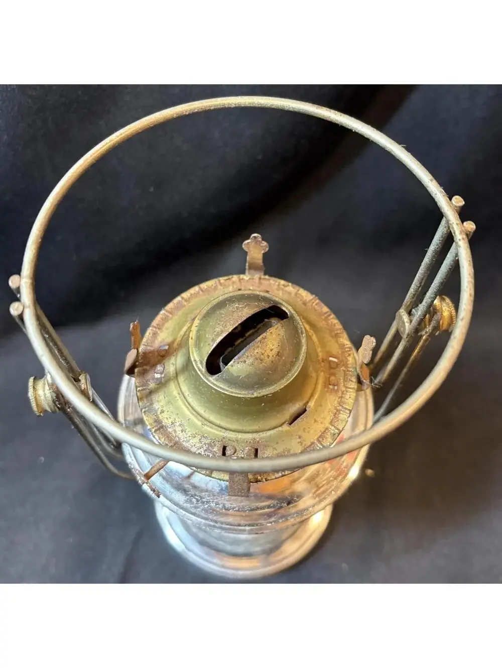 VTG Nickel Brass Ship Gimbal Oil Lamp Swivel Wall / Table Mount 10.75” No Globe